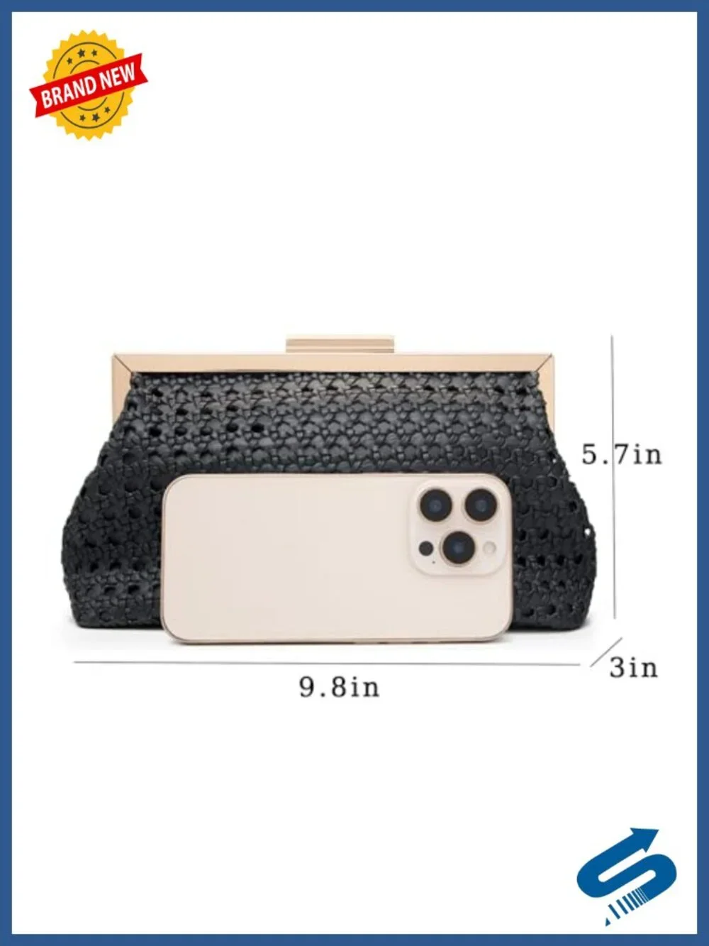 Faux Leather Woven Evening Clutch with Detachable Chain